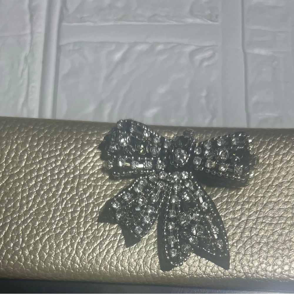 Badgley Mischka gold ribbon rhinestone 4x6 photo album New